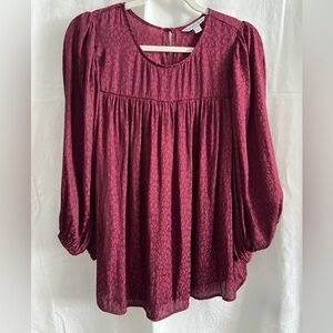 Ophelia Roe Burgundy Swing Top Blouse size Large NWOT Never Worn